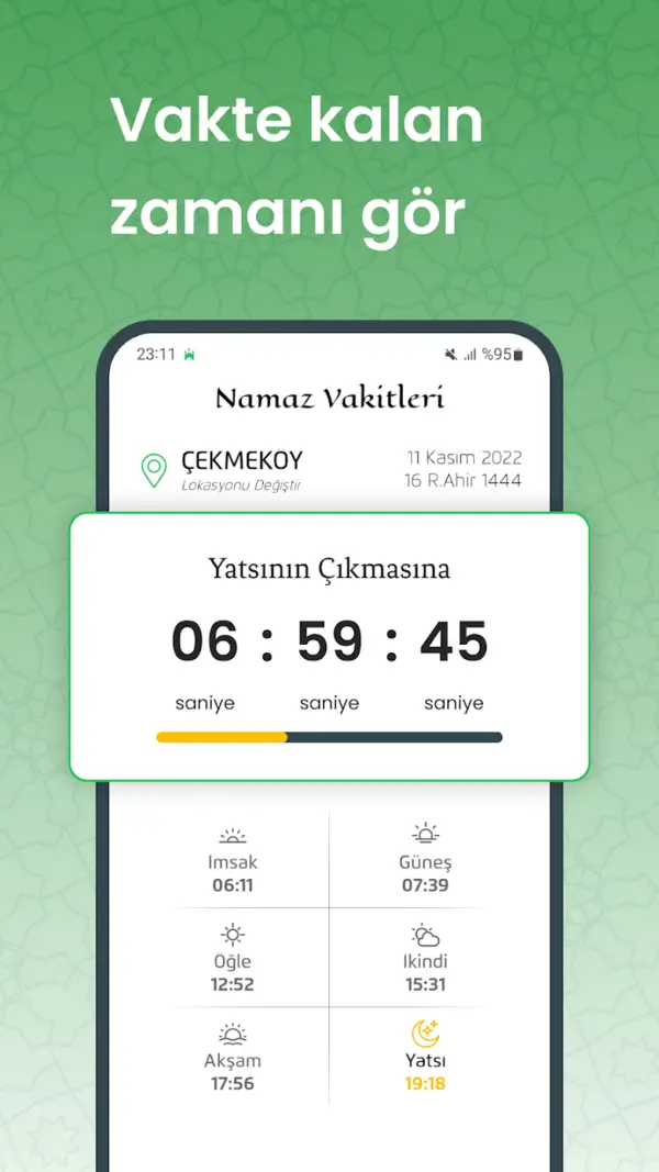 Ezan 360 screenshot: Time left to the next prayer